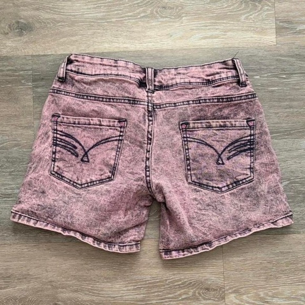 House of Sparrow‎ Pink Acid Wash Denim Shorts Womens Size 4 Retro 5-Pocket Style - Picture 2 of 5